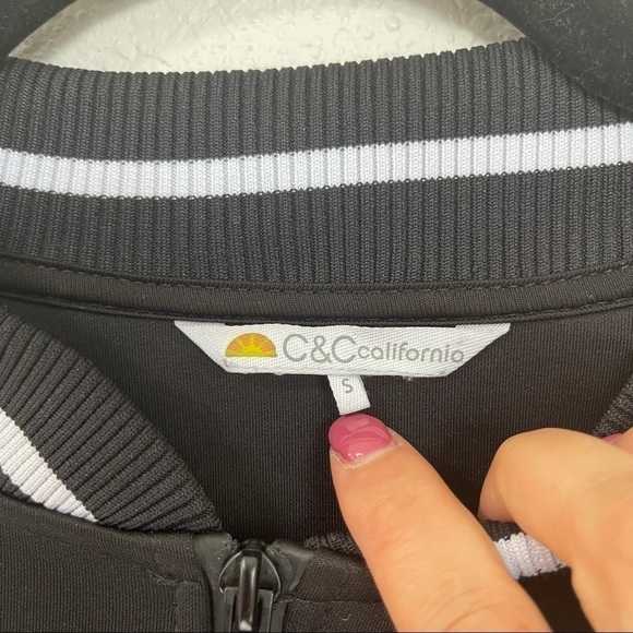 C&C California Black Scuba Bomber Jacket Zip Up S - Picture 10 of 11